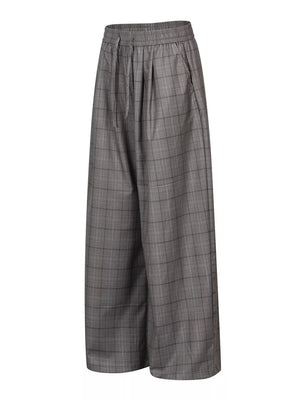 Men's Plaid Wide-leg Pants in Gray, side view