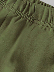 Toddler green cotton pants with elastic waistband detail