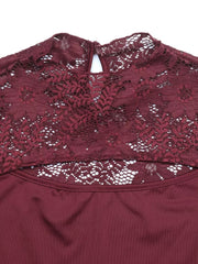 Intricate Lace Cut-out Bodysuit With Flare Sleeves