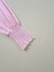 Effortlessly Chic Smocked Cuff Button Shirt