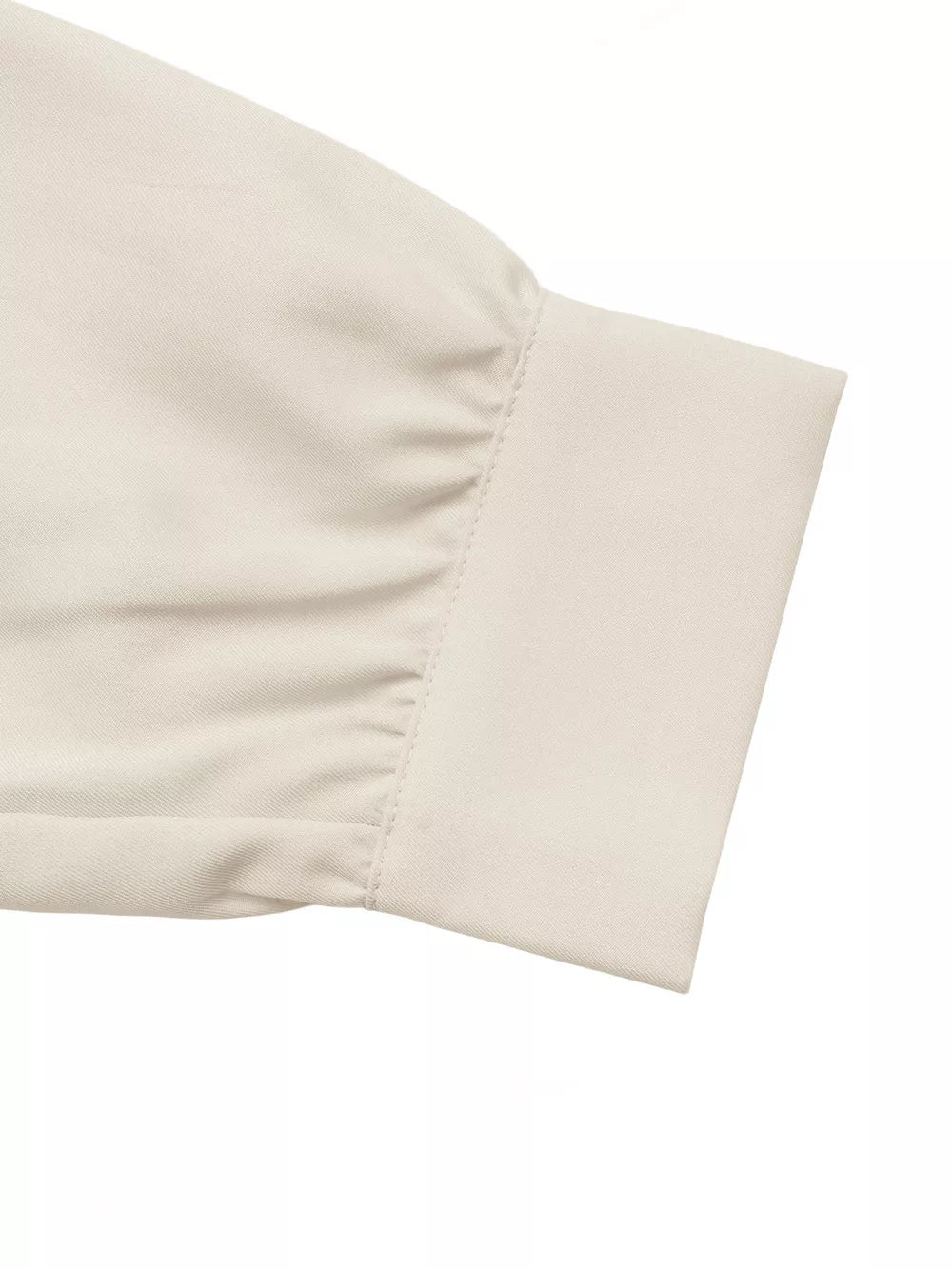 Ruched Button-up Peplum Shirt in Apricot, fabric detail