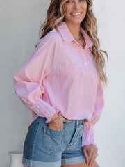 Effortlessly Chic Smocked Cuff Button Shirt