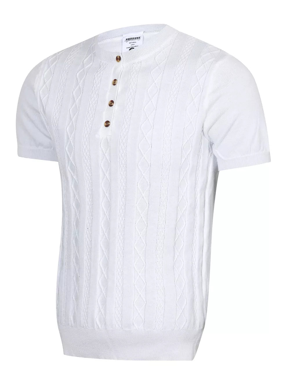 Men's Cable Knit Short Sleeve Top, side view