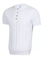 Men's Cable Knit Short Sleeve Top, side view