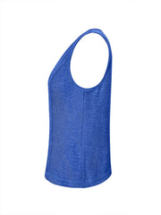 Royal blue linen vest with button detail, tailored fit and scoop neckline.