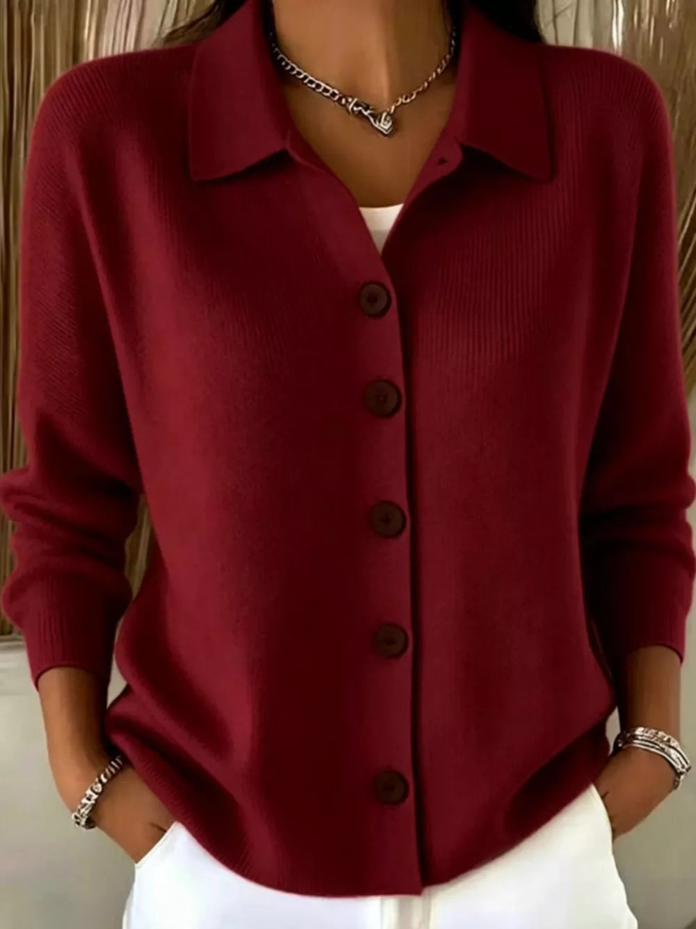 Button-up Long Sleeve Cardigan, back view