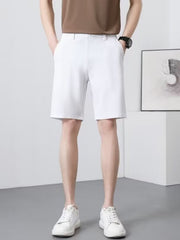 Men's white chino shorts with a casual, lightweight fit.
