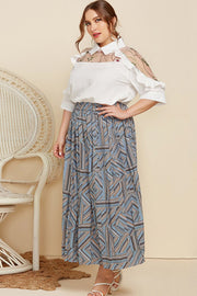 White sheer embroidered yoke ruffle blouse with a collared neckline and short sleeves.