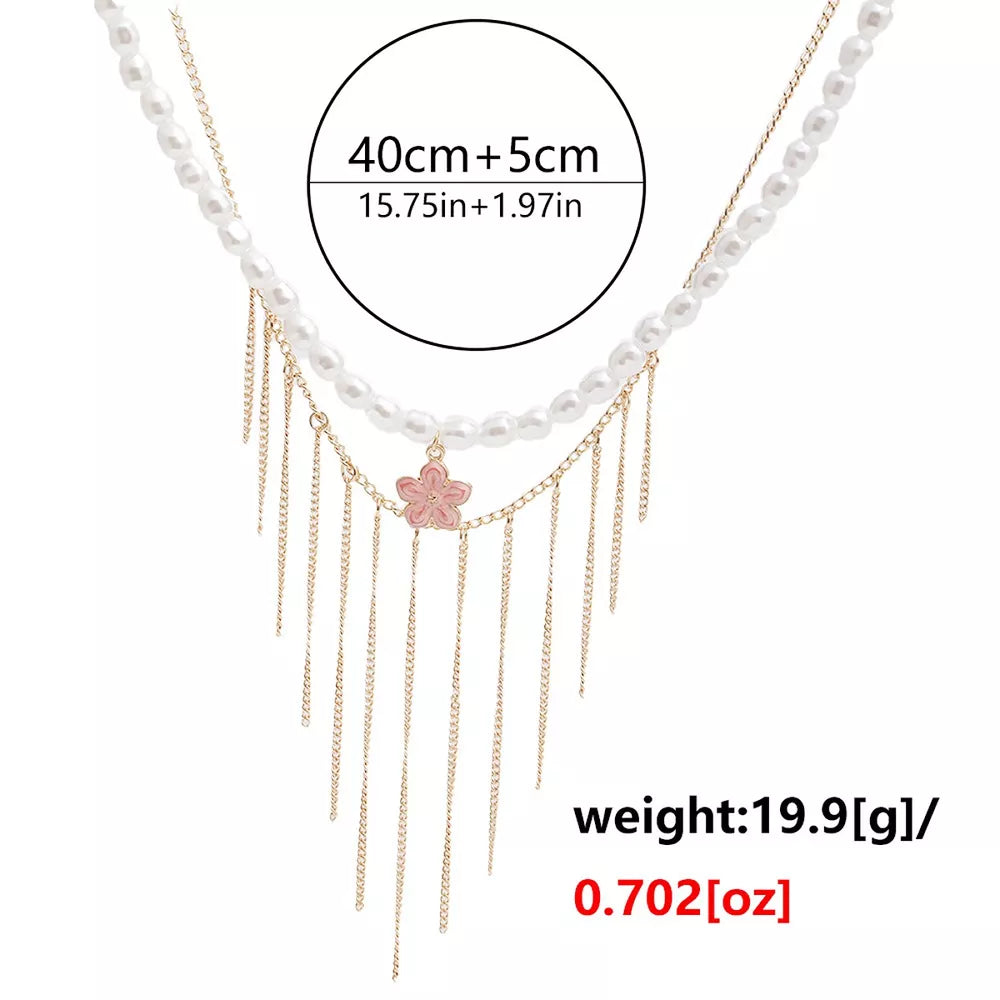 Elegant 18k Gold-plated Synthetic Pearl Choker Necklace in White, alternate angle