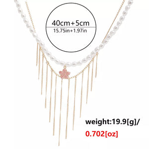 Elegant 18k Gold-plated Synthetic Pearl Choker Necklace in White, alternate angle