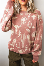 Western Graphic Round Neck Sweater, side view