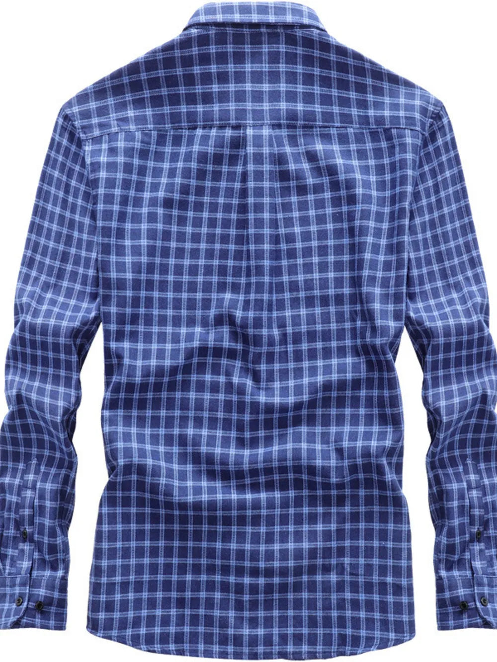 Men's Classic Plaid Button-down Shirt Plus Size in Red-Violet, close-up detail