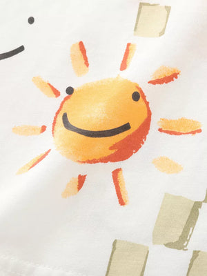Children's Smiley Sun Print T-shirt, model styling view