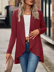 cardigan in Black with dropped shoulder and hip-length