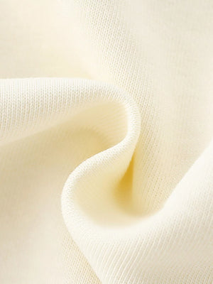 Ivory 100% cotton crew neck sweatshirt fabric detail