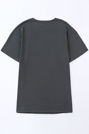Mid gray relaxed fit cotton t-shirt with short sleeves and crew neck.