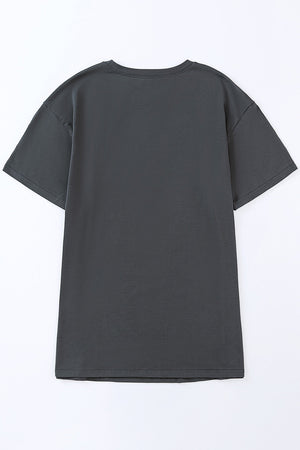 Mid gray relaxed fit cotton t-shirt with short sleeves and crew neck.