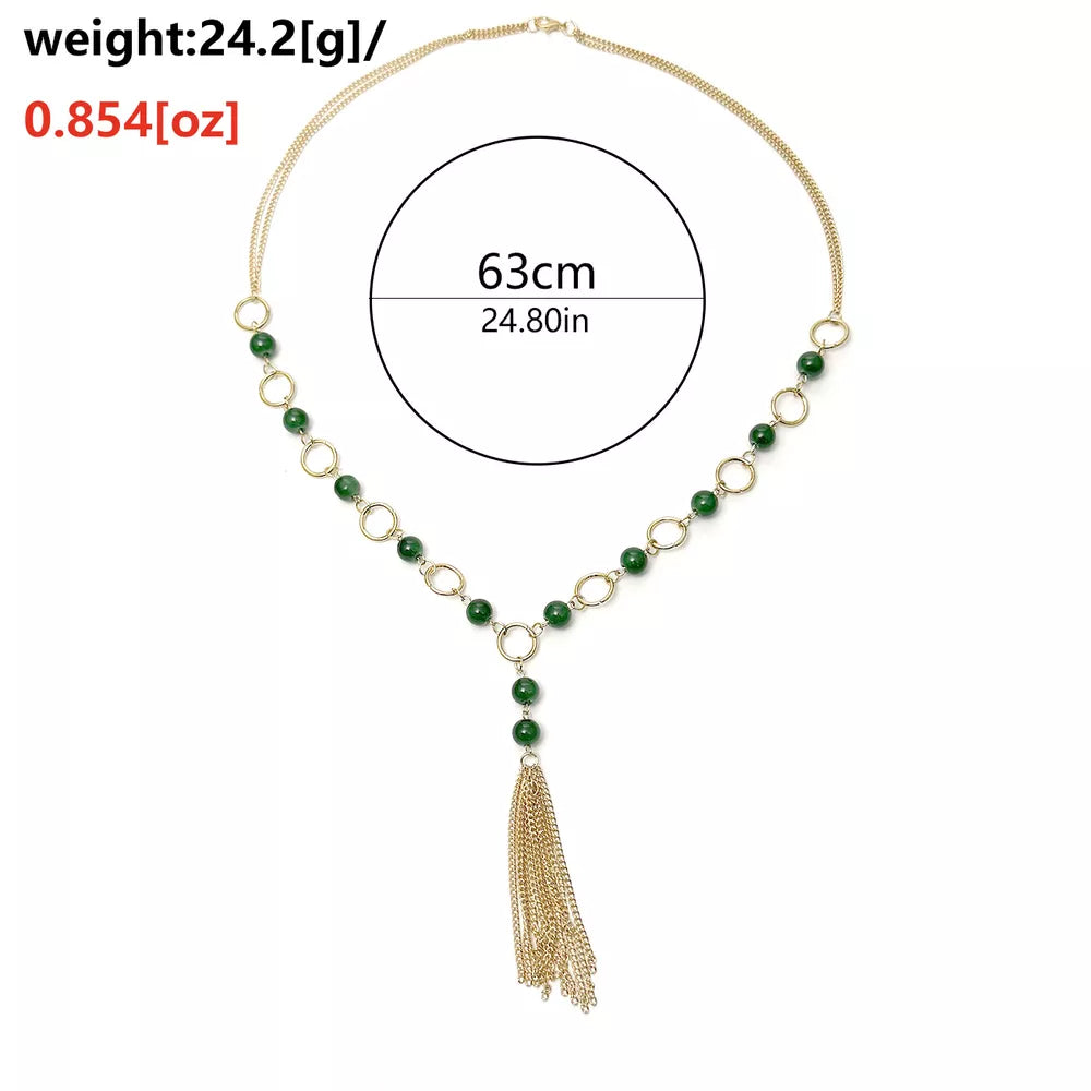 Elegant Tassel Pendant 18k Gold-plated Necklace in Gold, editorial view