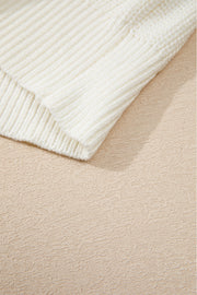 Ivory acrylic knit sweater with ribbed texture detail