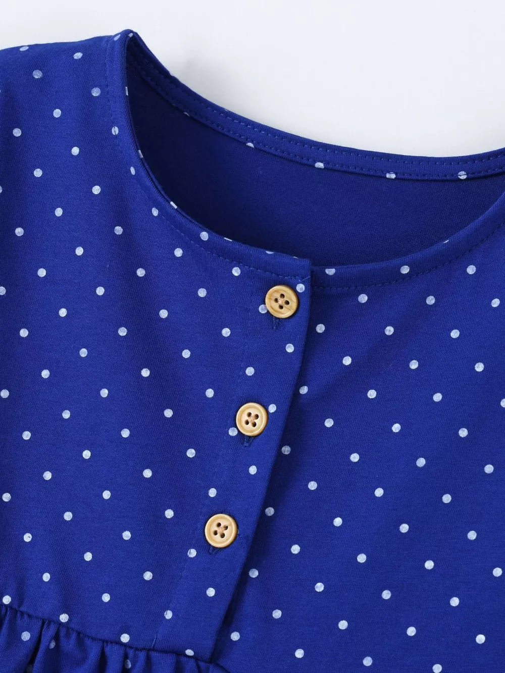 Children's Polka Dot Unicorn Rainbow Dress, close-up detail