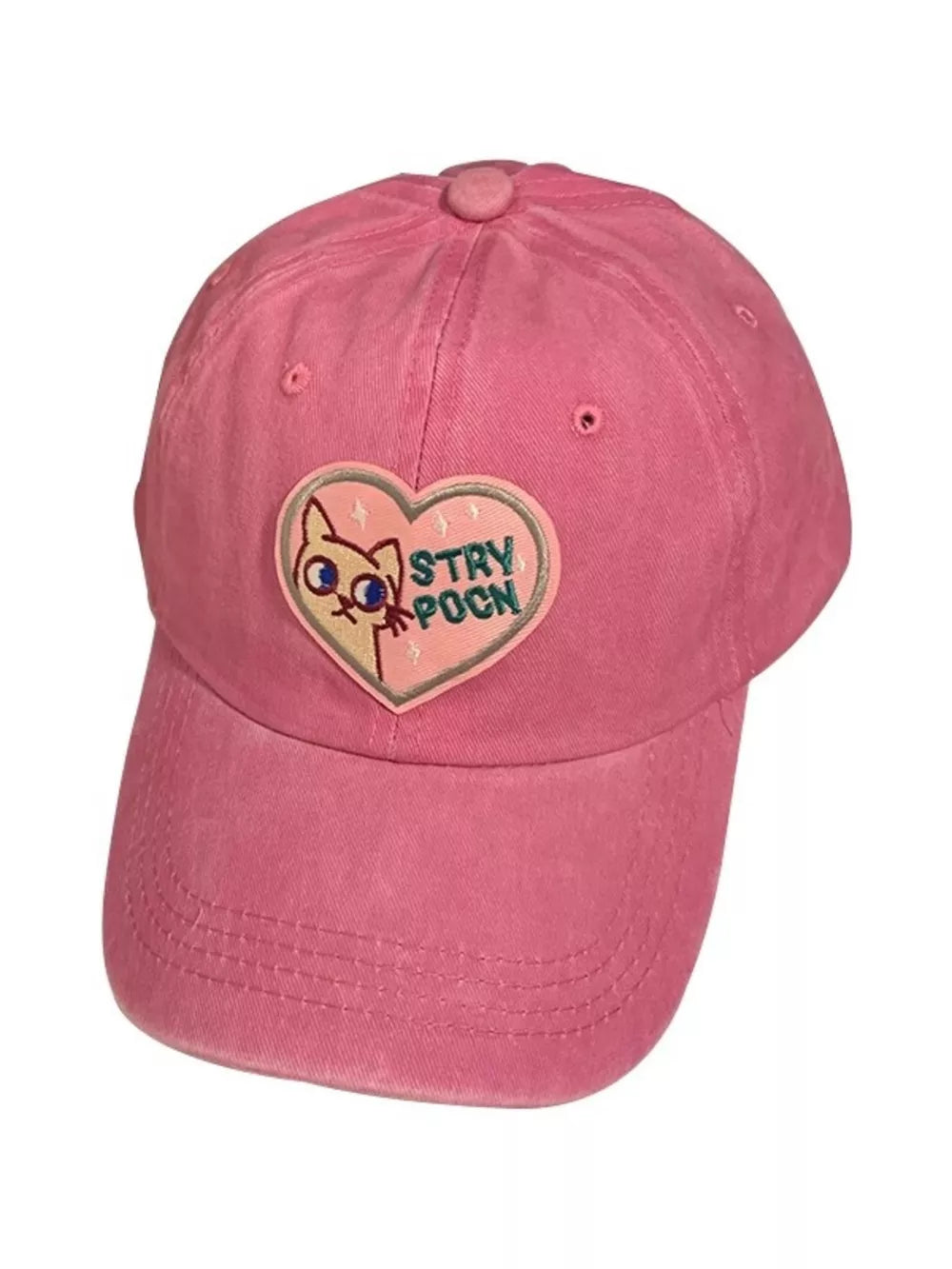 Heart Cat Baseball Cap Blush Pink, alternate angle