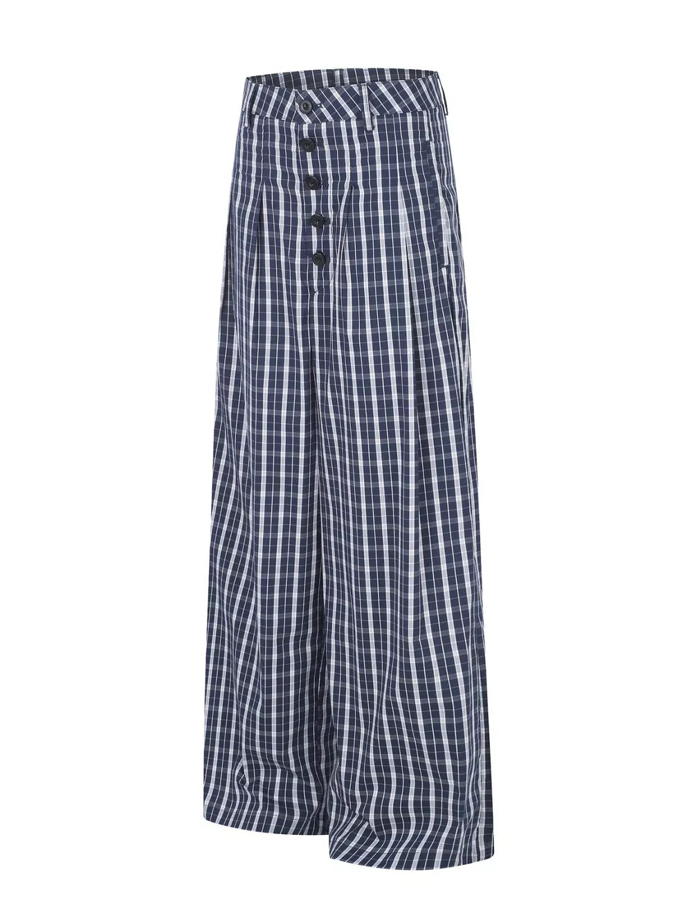 Men's Wide Leg Plaid Button-front Pants, side view