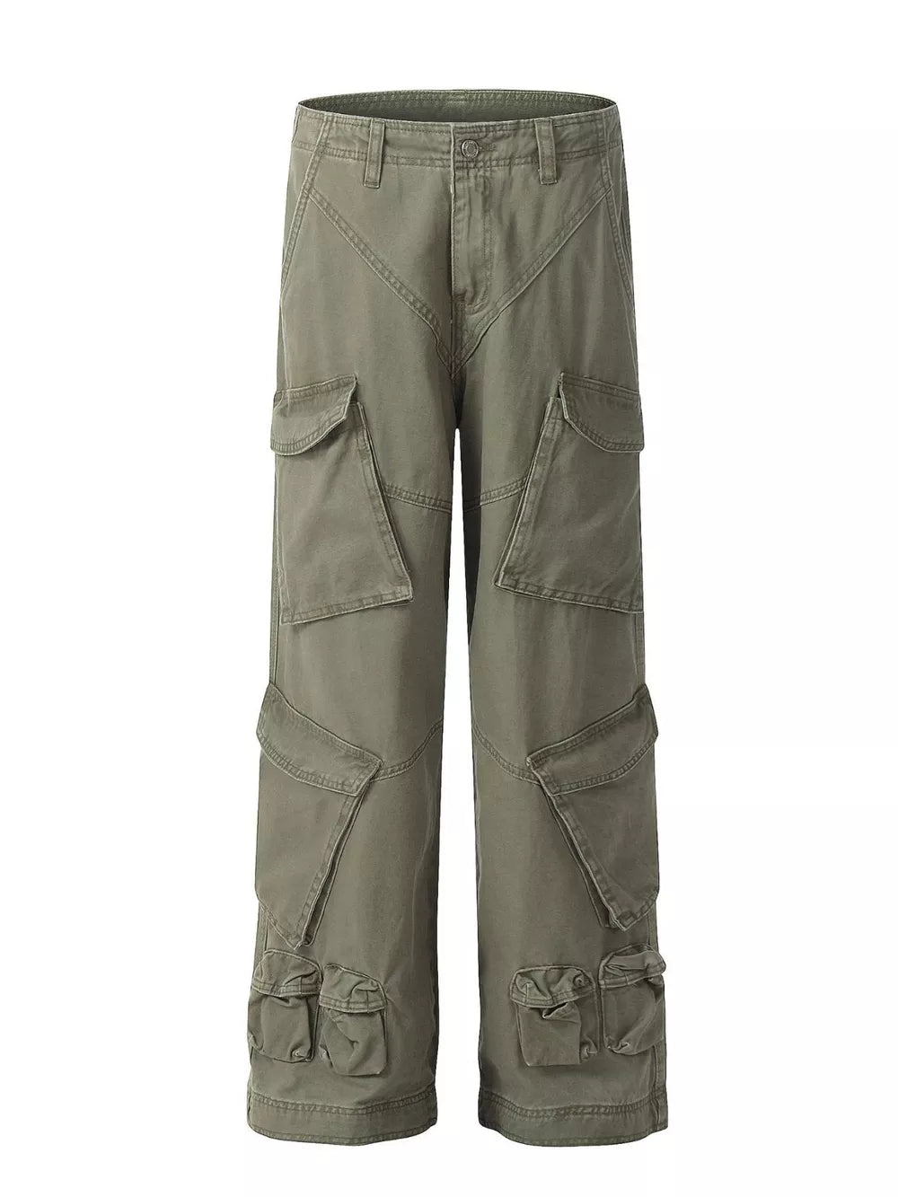 Men's Loose Fit Cargo Pants With Multiple Pockets, front view