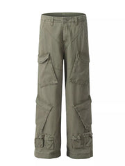 Men's Loose Fit Cargo Pants With Multiple Pockets, front view