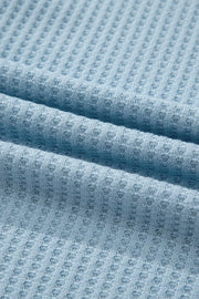Waffle Knit Dolman Sleeve Loose Top in Light Blue, alternate angle