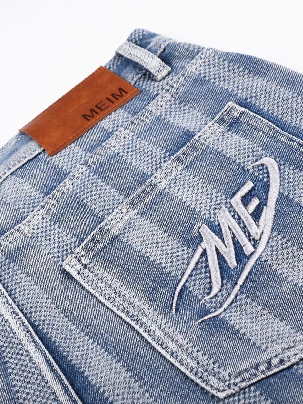 Men's Stripe Wide Leg Denim Capris in Blue, alternate angle