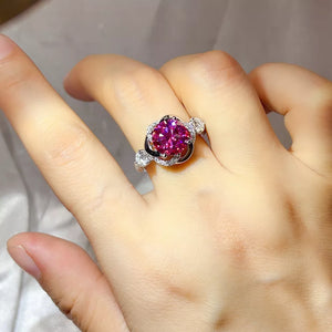 3 Carat Sterling Silver Moissanite Solitaire Ring, front view