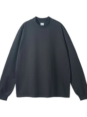Oversized crewneck long sleeve tee in dark gray, a casual basic for everyday wear.