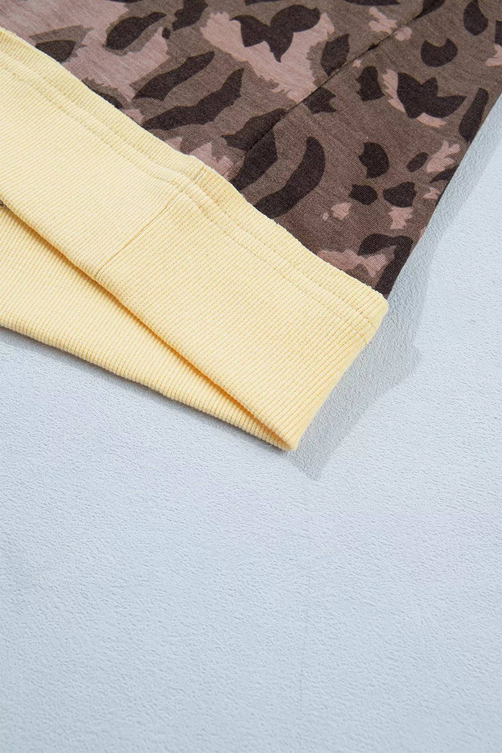 Leopard Print Long Sleeve V-neck Top & Pant Set in Coffee Brown, product detail