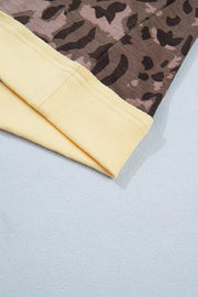 Leopard Print Long Sleeve V-neck Top & Pant Set in Coffee Brown, product detail