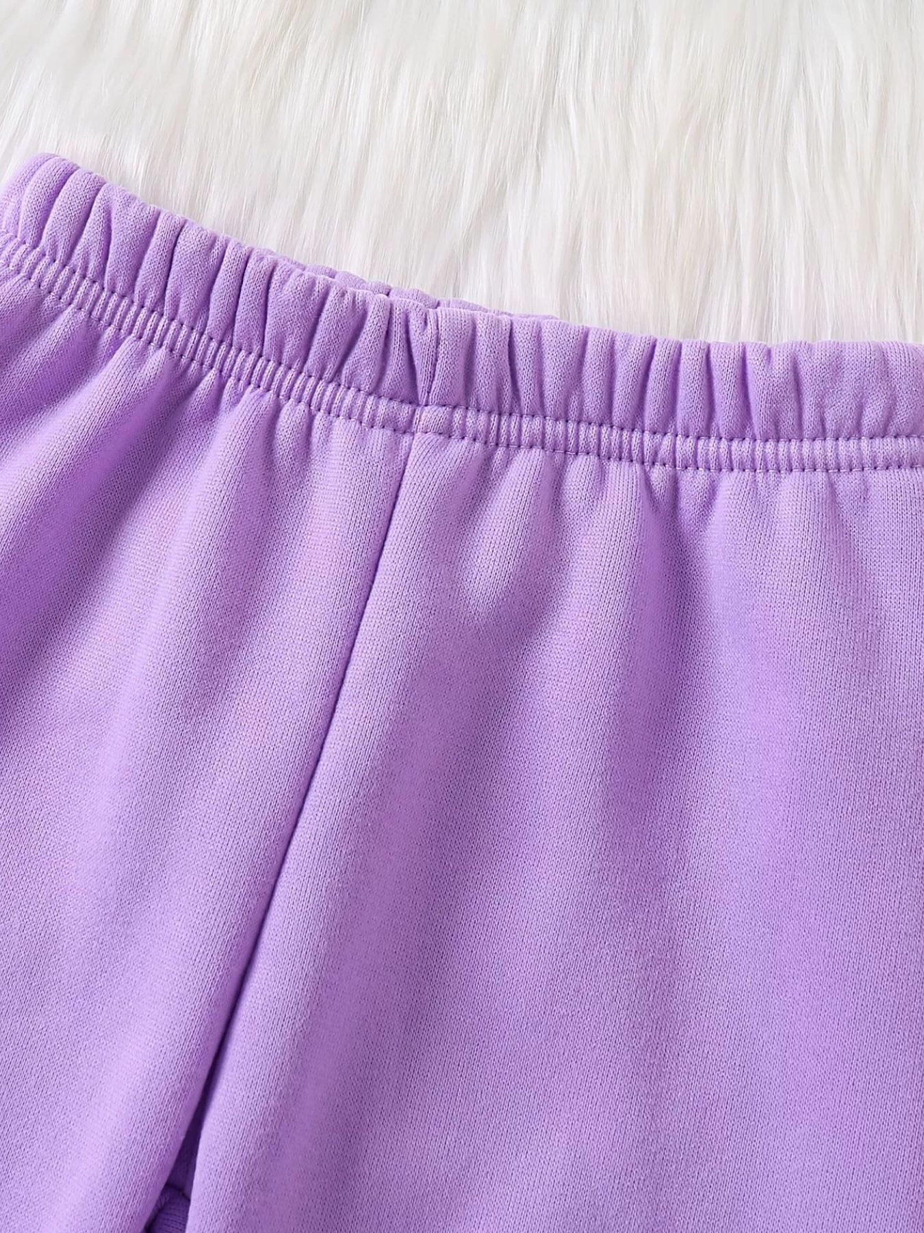 Lavender baby pants with elastic waistband detail
