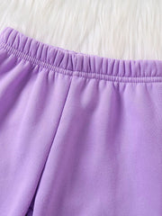 Lavender baby pants with elastic waistband detail