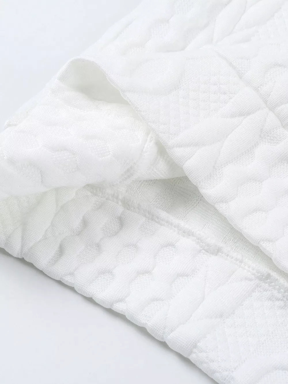 Textured Knit Crewneck Sweatshirt in White, product detail