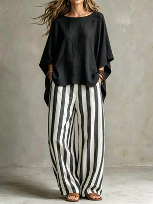 Solid Color Top And Pants Two-piece Set Plus Size, alternate angle