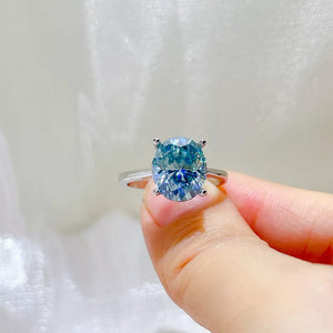 5 Carat 925 Sterling Silver Ring in Pastel Blue, model styling view