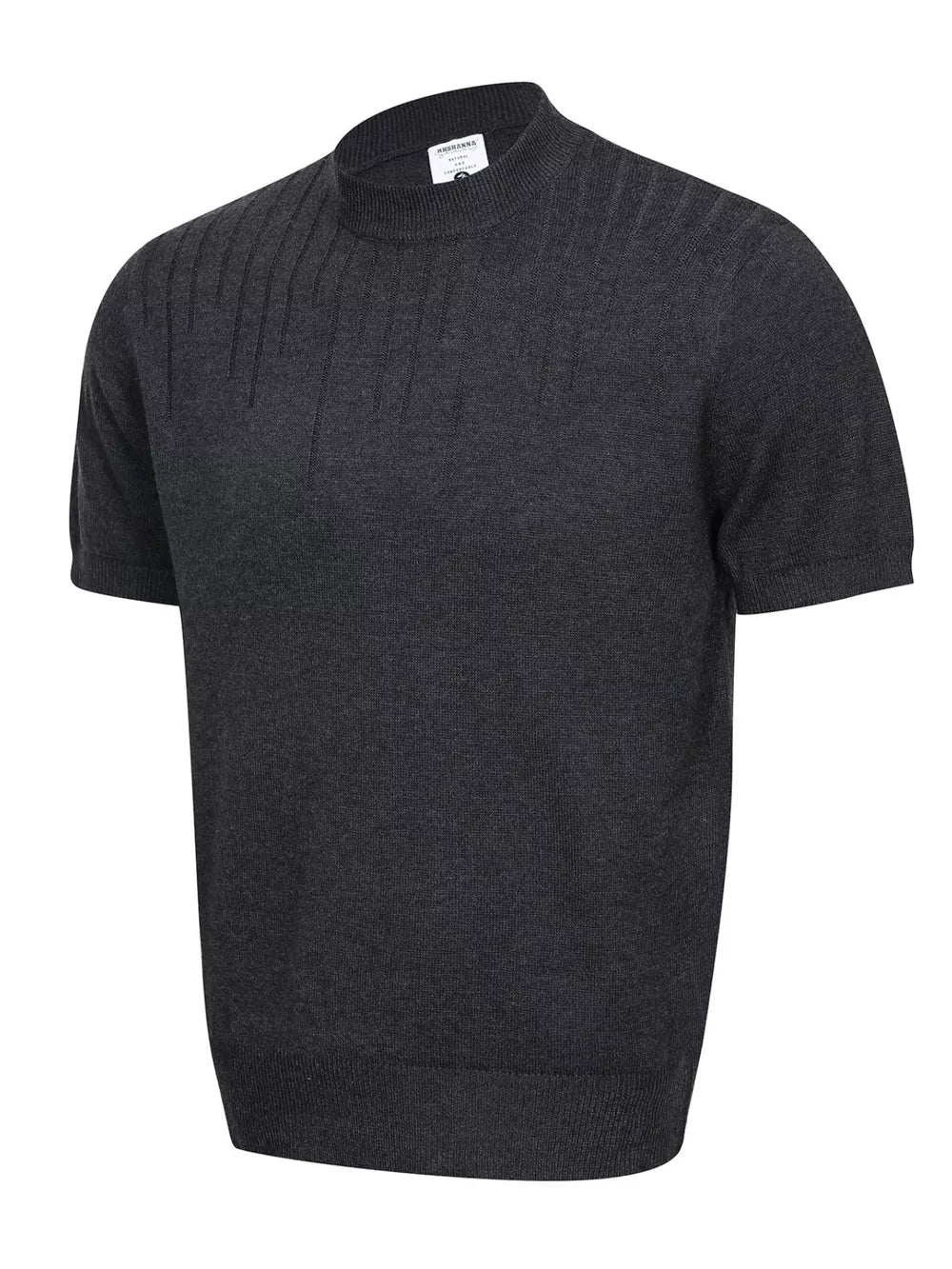 Men's Mock Neck Short Sleeve Knit Top in Khaki, side view