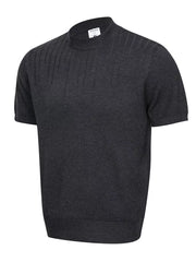 Men's Mock Neck Short Sleeve Knit Top in Khaki, side view