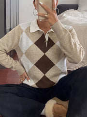 Button-down Ribbed Sweater in Khaki, close-up detail