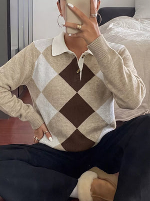 Button-down Ribbed Sweater in Khaki, close-up detail