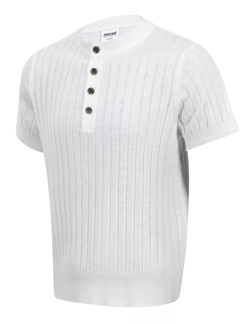 Men's Short Sleeve Ribbed Henley Top in Apricot, side view
