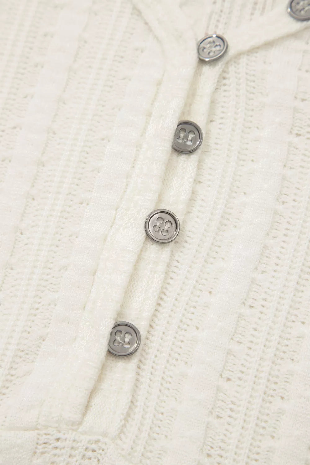 Textured white V-neck maternity t-shirt with button details