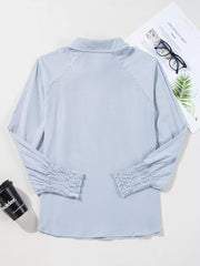 Effortlessly Chic Smocked Cuff Button Shirt