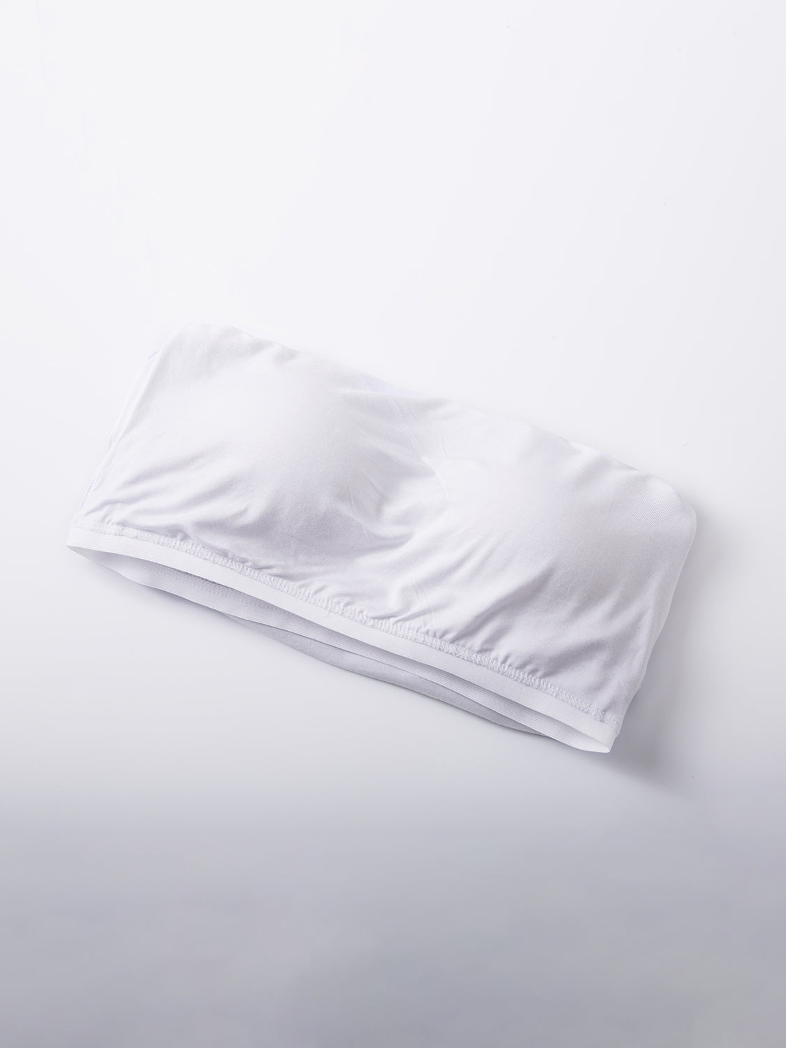 White strapless bralette tee with built-in support and elastic band