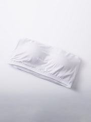 White strapless bralette tee with built-in support and elastic band