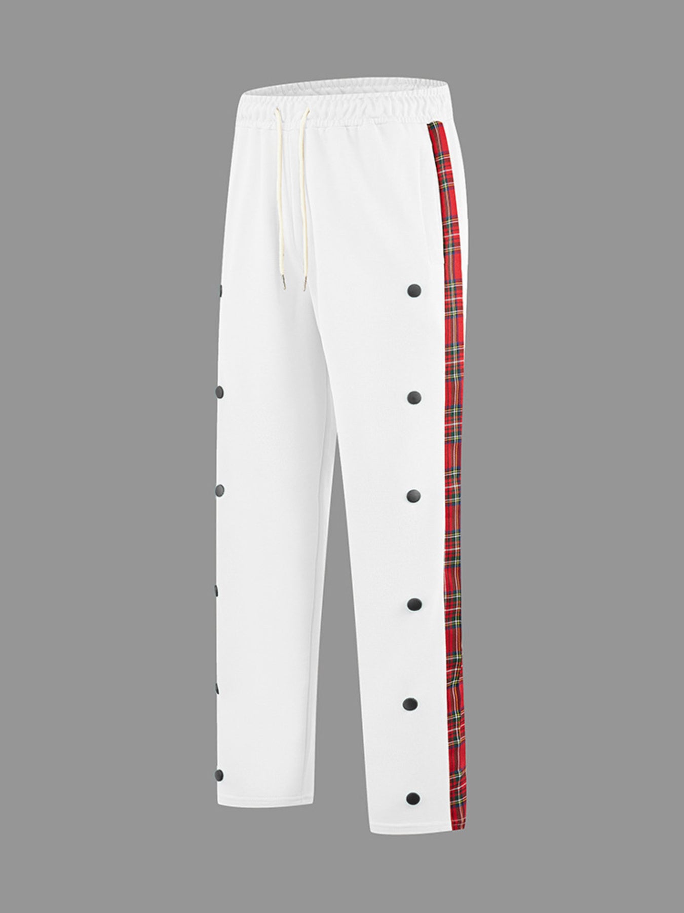 Men's Full Size Drawstring Plaid Side Stripe Pants, view 14