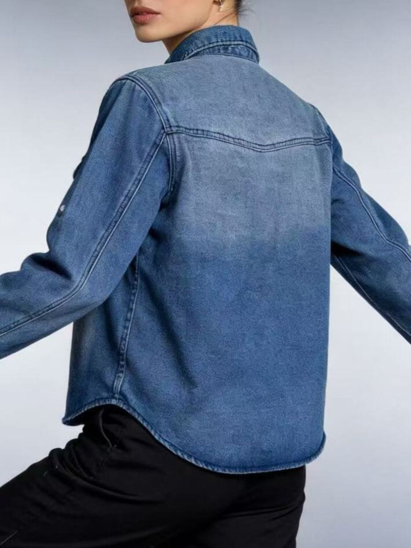 Classic denim overshirt with button-down front and faded wash